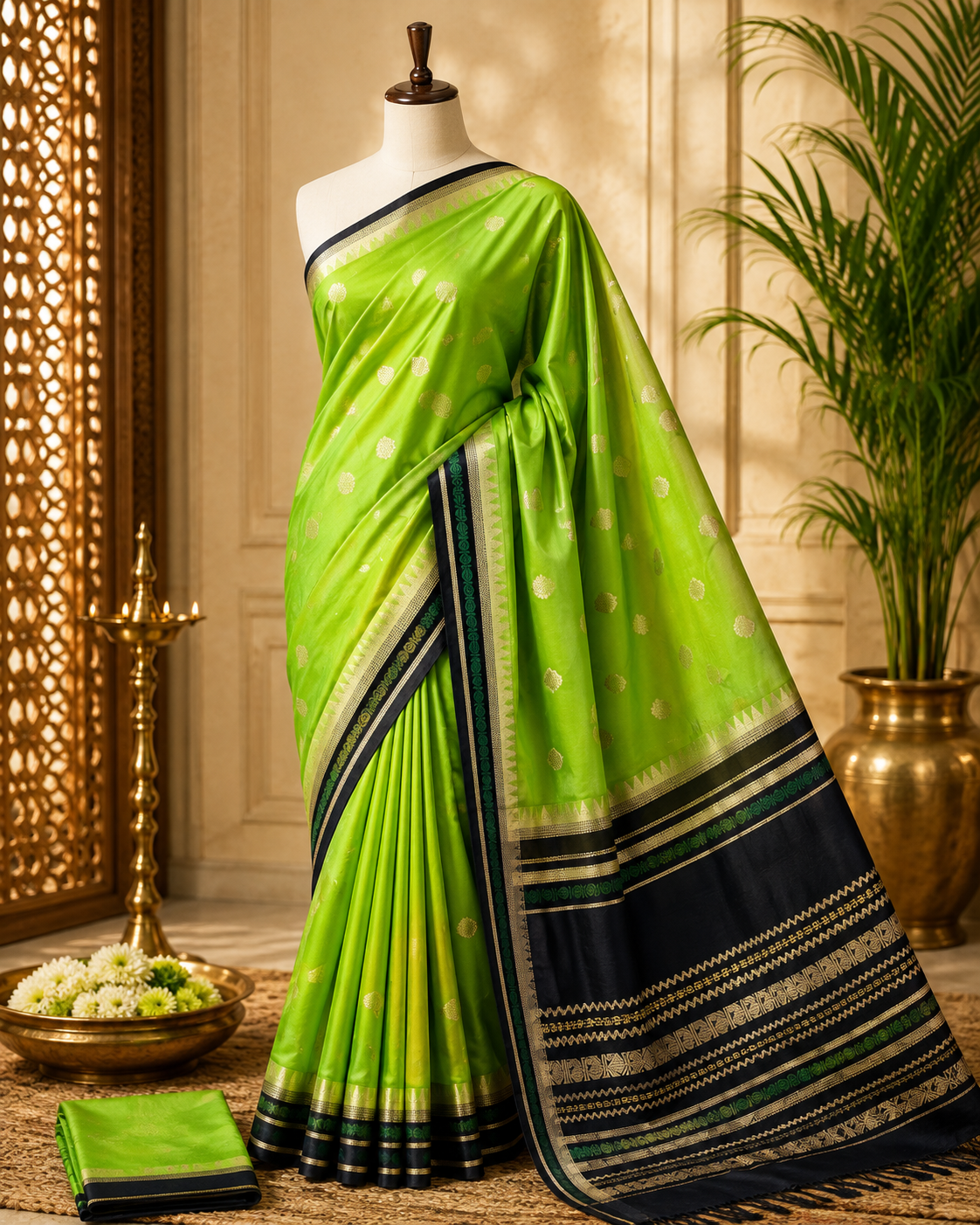 Green Banarasi warm soft silk Saree