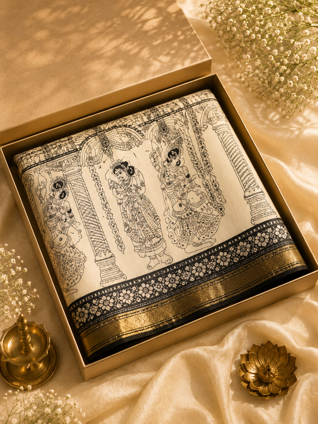 Half White Kalamkari Anarkali
