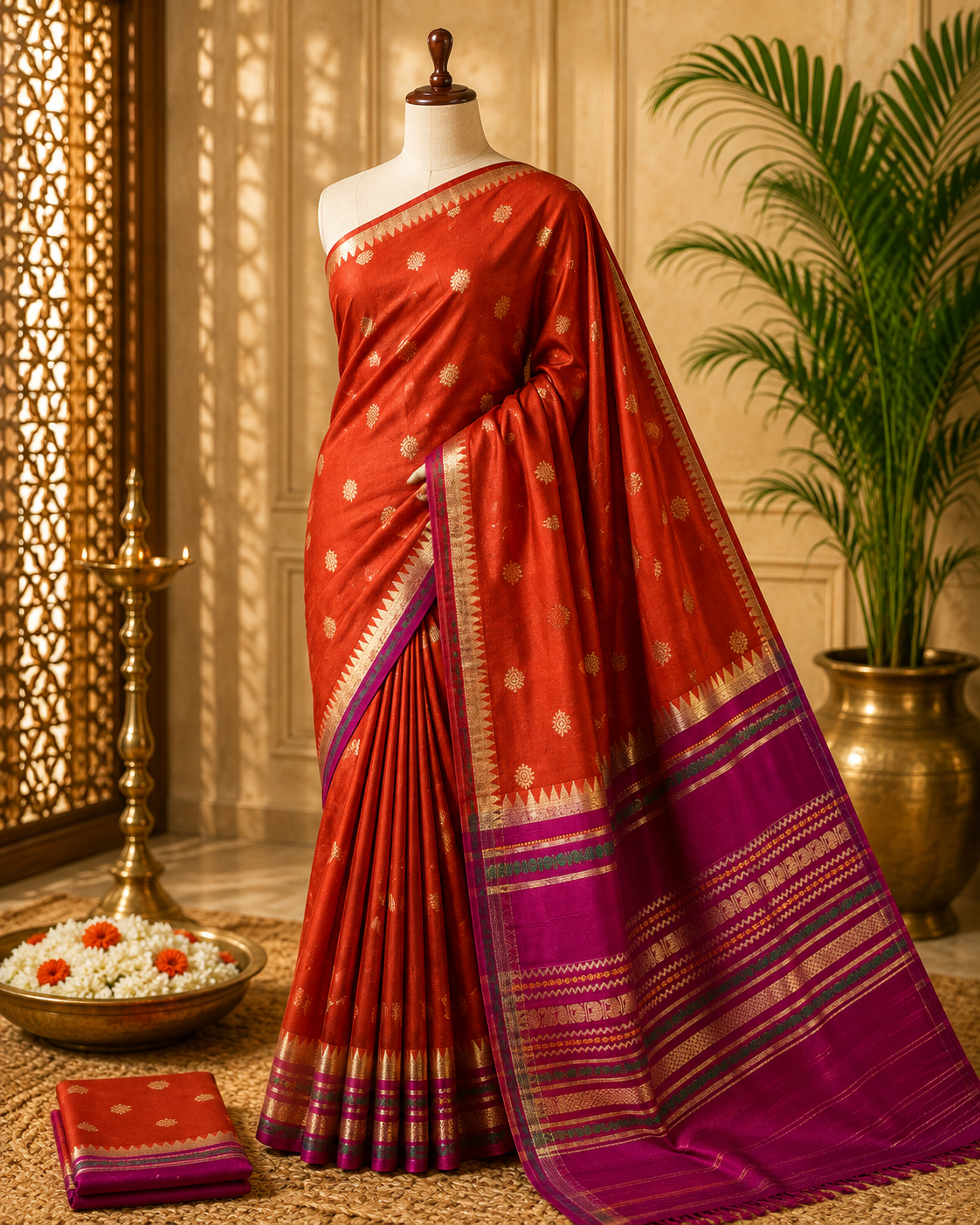 Red Banarasi  warm soft silk Saree