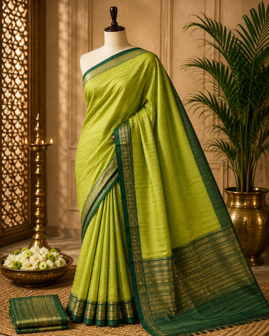 Green Fancy Mysore silk saree