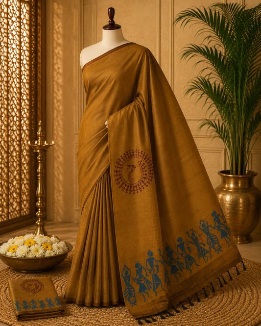 Mustard Yellow South Mix Cotton Saree