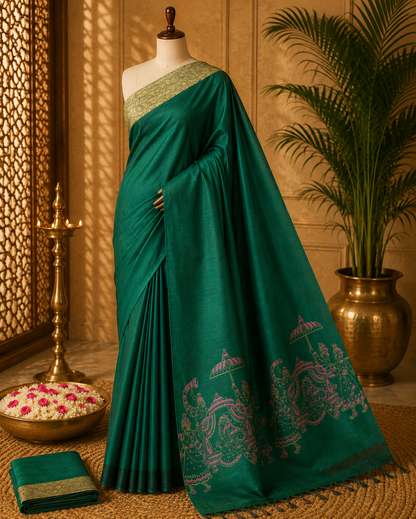 Green South Mix Cotton Saree