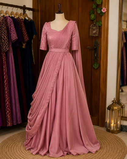 Baby pink Fancy Sparkling Georgette Anarkali