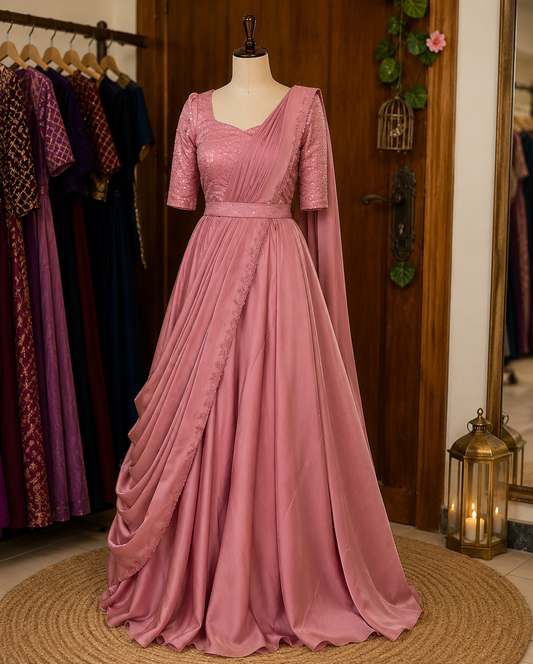 Baby pink Fancy Sparkling Georgette Anarkali