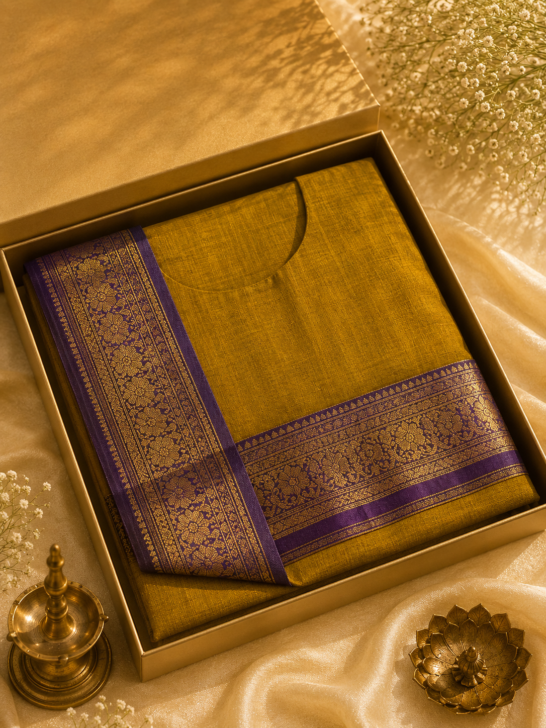 Brown Fancy Kanchi Cotton Top And Dupatta