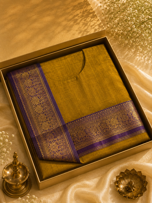 Brown Fancy Kanchi Cotton Top And Dupatta