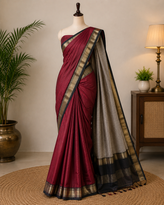 Red Fancy Soft Cotton Silk Saree