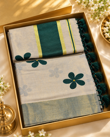 Off White Fancy golden tissue Saree