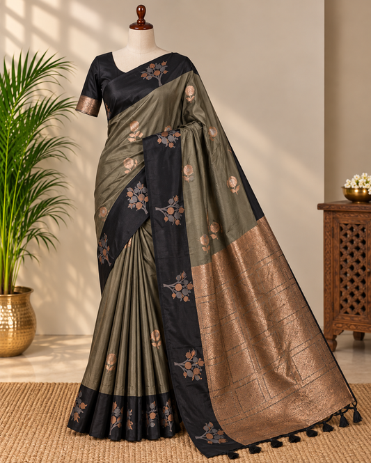 Fancy Soft Silk Saree - Black