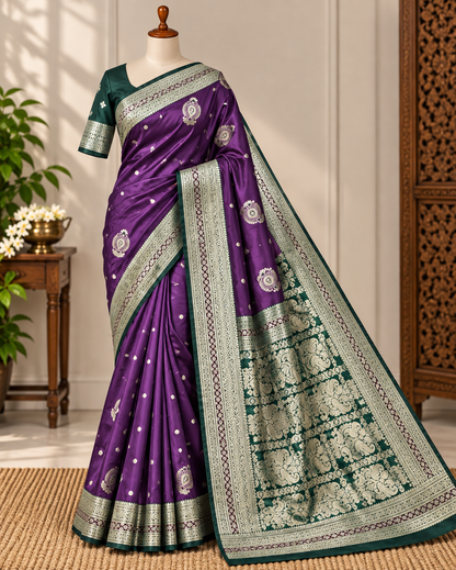 Soft Banarasi Silk Saree - Purple