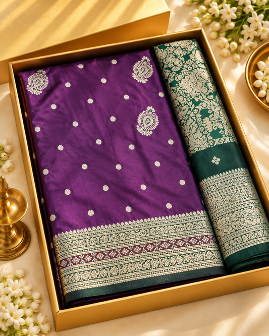 Soft Banarasi Silk Saree - Purple